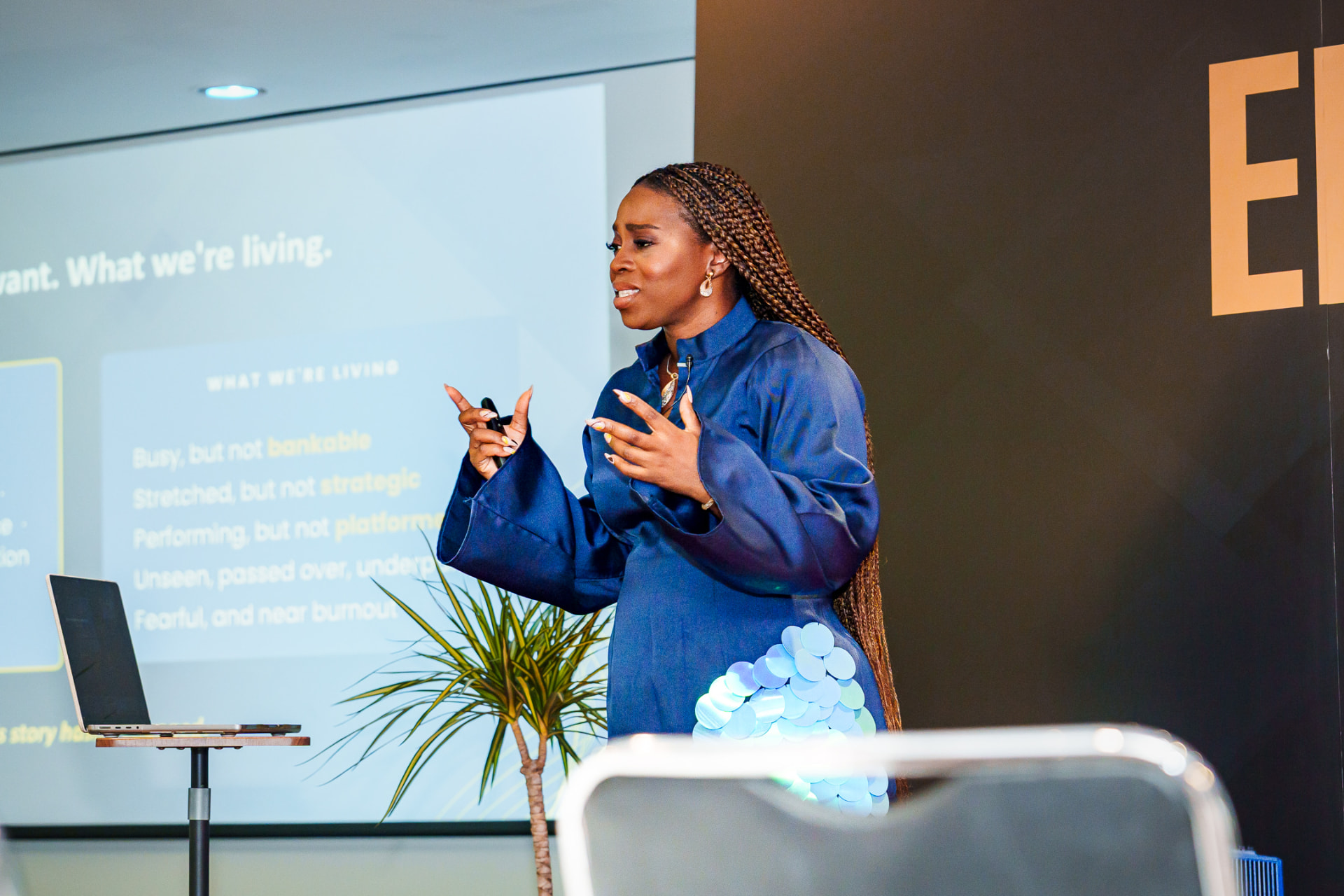 Mary Mosope Adeyemi speaking on stage